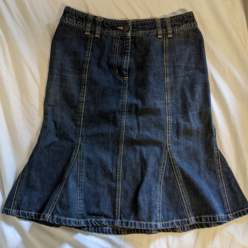 The Limited Fluted Jean Skirt